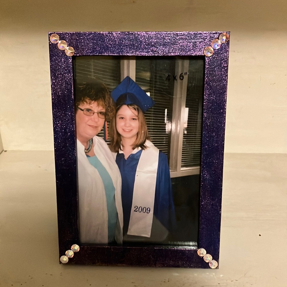 4x6 blue crystal Bling picture frame